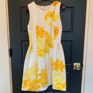 Yellow and white Calvin Klein dress